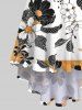 Plus Size Floral Leaf Colorblock Print Hawaii High Low Asymmetric Cami Dress -  