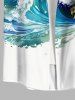 Chemise à Imprimé Cocotiers Vagues et Ciel Étoilé en Dégradé de Couleurs avec Boutons Grande-Taille pour Hommes - Blanc 2XL