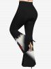Pantalon Évasé Ombré Imprimé Rose Peint à L'encre Grande Taille - Noir 3X