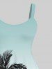 Plus Size Coconut Tree Seagull Sailboat Ombre Print Hawaii Tank Dress -  