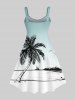 Plus Size Coconut Tree Seagull Sailboat Ombre Print Hawaii Tank Dress -  