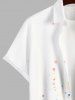 Chemise Décontractée Peinture à L'Huile Colorée Perroquet Imprimée avec Poche de Grande Taille pour Homme - Blanc 4XL