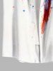 Chemise Décontractée Peinture à L'Huile Colorée Perroquet Imprimée avec Poche de Grande Taille pour Homme - Blanc 4XL
