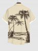 Chemise Décontractée Arbre Noix de Coco Imprimé avec Poche de Grande Taille pour Homme - café lumière L