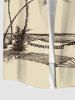 Chemise Décontractée Arbre Noix de Coco Imprimé avec Poche de Grande Taille pour Homme - café lumière L