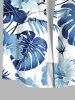 Chemise Feuille Crantée Feuille Tropicale Fleur Imprimées de Grande Taille avec Poche Cachée pour Homme - Multi-A 3XL