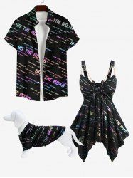 Colorful Ombre Neon Letters Print Dog and Owner Matching Outfits -  