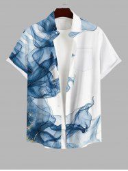Chemise Fumée Ombrée Imprimée Boutonnée avec Poche de Grande Taille pour Homme - Blanc 3XL