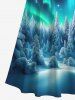 Plus Size Forest Snow Galaxy Light Beam Glitter 3D Print Cold Shoulder Crisscross Maxi Dress -  