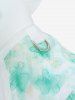 Pet's Flower Leaf Print Floral Embroidery Tied Shirt -  