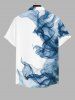 Chemise Fumée Ombrée Imprimée Boutonnée avec Poche de Grande Taille pour Homme - Blanc S