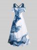 Plus Size Ombre Smoke Print Cold Shoulder Crisscross A Line Maxi Dress -  
