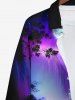 Plus Size Moon Tree Water Fall Ombre Colorblock Glitter 3D Print Buttons Long Sleeves Shirt For Men -  