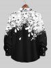Plus Size Two Tone Flowers Colorblock Print Buttons Long Sleeves Shirt For Men -  