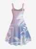 Plus Size Ombre Tropical Leaf Print Hawaii Tank Dress -  