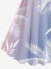 Plus Size Ombre Tropical Leaf Print Hawaii Tank Dress -  