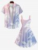 Plus Size Ombre Tropical Leaf Print Hawaii Tank Dress -  