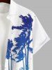 Chemise Décontractée Fleur Arbre Noix de Coco Imprimés avec Poche de Grande Taille pour Homme - Blanc XL