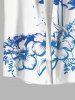 Chemise Décontractée Fleur Arbre Noix de Coco Imprimés avec Poche de Grande Taille pour Homme - Blanc XL