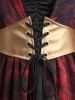 Robe D'Halloween Ceinturée Ligne A Vampire Imprimé en Jacquard de Grande Taille 2 en 1 - Rouge 1X | US 14-16