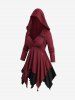 Plus Size Twist Lace Trim Drawstring Hooded Layered Handkerchief Long Sleeve Top -  