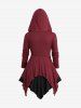 Plus Size Twist Lace Trim Drawstring Hooded Layered Handkerchief Long Sleeve Top -  