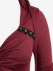 Plus Size Twist Lace Trim Drawstring Hooded Layered Handkerchief Long Sleeve Top -  