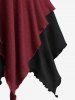 Plus Size Twist Lace Trim Drawstring Hooded Layered Handkerchief Long Sleeve Top -  