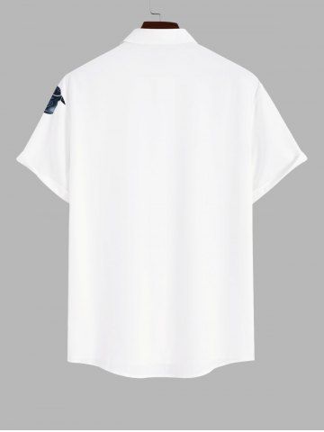 Plus Size Rose Flower Vine Print Button Pocket Shirt For Men