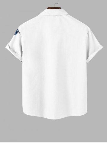 Plus Size Rose Flower Vine Print Button Pocket Shirt For Men