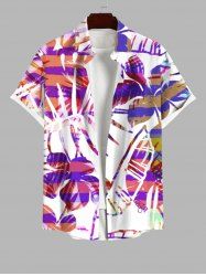 Chemise Rayée Fleurie Arbre Noix de Coco Imprimé en Blocs de Couleurs avec Poche de Grande Taille - Multi-A L