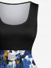Skulls Ink Flower Print Plus Size Matching Hawaii Beach Outfit For Couples -  