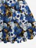 Skulls Ink Flower Print Plus Size Matching Hawaii Beach Outfit For Couples -  