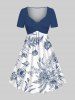 Costume Grande Taille Imprimé à Feuilles et Fleurs Longueur Plage - Multi-A 