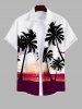 Coconut Tree Sunset Sailboat Colorblock Print Hawaii Dog and Owner Matching Outfits -  