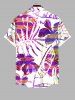 Chemise Rayée Fleurie Arbre Noix de Coco Imprimé en Blocs de Couleurs avec Poche de Grande Taille - Multi-A L
