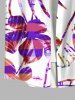 Chemise Rayée Fleurie Arbre Noix de Coco Imprimé en Blocs de Couleurs avec Poche de Grande Taille - Multi-A L