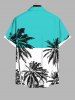 Chemise Décontractée Boutonnée en Blocs de Couleurs Arbre de Noix de Coco Imprimé Grande Taille avec Poche - Multi-A L