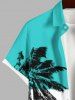 Chemise Décontractée Boutonnée en Blocs de Couleurs Arbre de Noix de Coco Imprimé Grande Taille avec Poche - Multi-A L