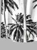 Chemise Décontractée Boutonnée en Blocs de Couleurs Arbre de Noix de Coco Imprimé Grande Taille avec Poche - Multi-A L