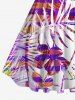 Plus Size Colorful Coconut Tree Floral Colorblock Striped Print Hawaii Vintage Swing A Line Dress -  