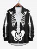 Plus Size Skeleton Print Buttons Long Sleeve Shirt For Men -  