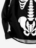 Plus Size Skeleton Print Buttons Long Sleeve Shirt For Men -  