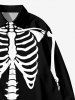 Plus Size Skeleton Print Buttons Long Sleeve Shirt For Men -  
