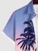 Chemise Décontractée Boutonnée en Blocs de Couleurs Soleil et Arbre Imprimés avec Poche de Grande Taille pour Homme - Violet clair L