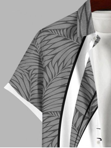 Coconut Tree Tropical Leaves Colorblock Print Plus Size Matching Hawaii Beach Outfit For Couples