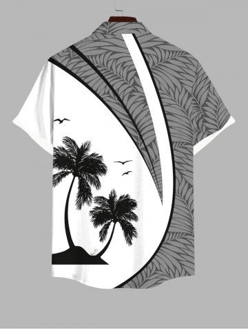 Coconut Tree Tropical Leaves Colorblock Print Plus Size Matching Hawaii Beach Outfit For Couples
