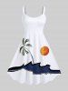 Coconut Tree Sea Sun Colorblock Print Plus Size Matching Hawaii Beach Outfit For Couples -  