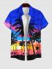Coconut Tree Sunset Ombre Sky Colorblock Print Plus Size Matching Hawaii Beach Outfit For Couples -  