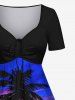 Coconut Tree Sunset Ombre Sky Colorblock Print Plus Size Matching Hawaii Beach Outfit For Couples -  